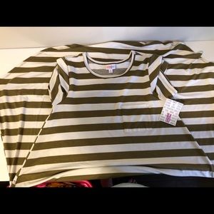 LulaRoe M Carly - NWT - White/Gold stripe